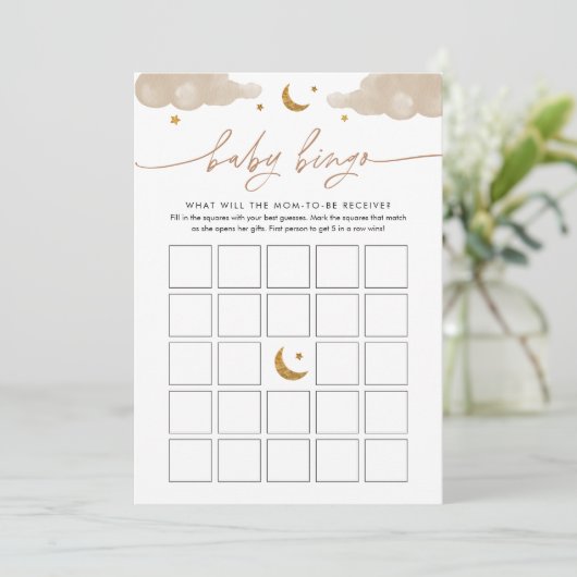 Twinkle Little Star Baby shower Bingo Game Kaart (Staand voorkant)