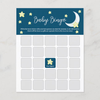 Twinkle Little Star Baby shower Bingo Kaart