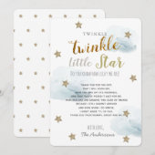 Twinkle Little Star Baby shower Blauw Dank u Kaart (Voorkant / Achterkant)