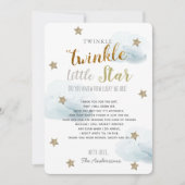 Twinkle Little Star Baby shower Blauw Dank u Kaart (Voorkant)
