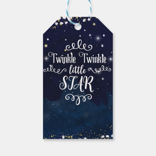 Twinkle Little Star Baby shower Blauw Goud Favor Cadeaulabel (Achterkant)