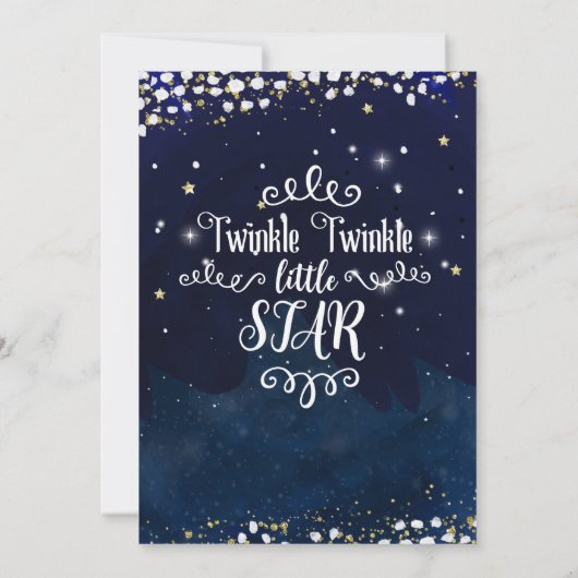 Twinkle Little Star Baby shower Blauw Goud Sterren Kaart (Achterkant)