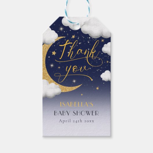 Twinkle Little Star Baby shower Dank u Cadeaulabel (Voorkant)