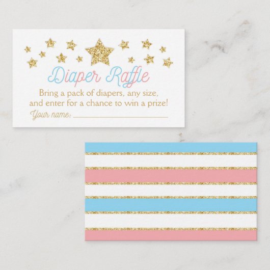 Twinkle Little Star Baby shower Diaper Raffle Informatiekaartje (Voorkant / Achterkant)