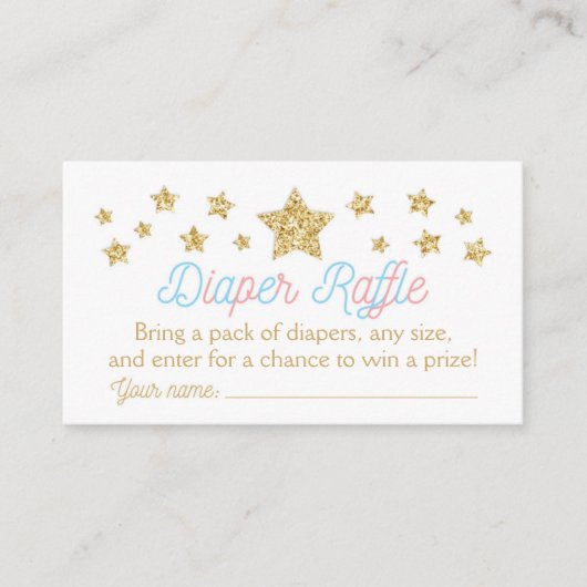 Twinkle Little Star Baby shower Diaper Raffle Informatiekaartje (Voorkant)