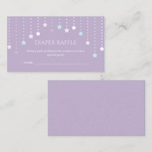 Twinkle Little Star Baby shower Diaper Raffle Informatiekaartje (Voorkant / Achterkant)