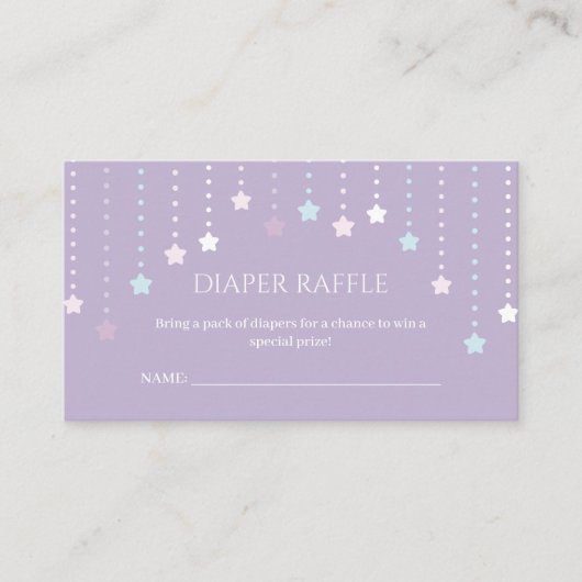 Twinkle Little Star Baby shower Diaper Raffle Informatiekaartje (Voorkant)
