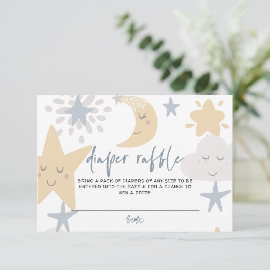 Twinkle Little Star Baby shower Diaper Raffle Informatiekaartje (Staand voorkant)