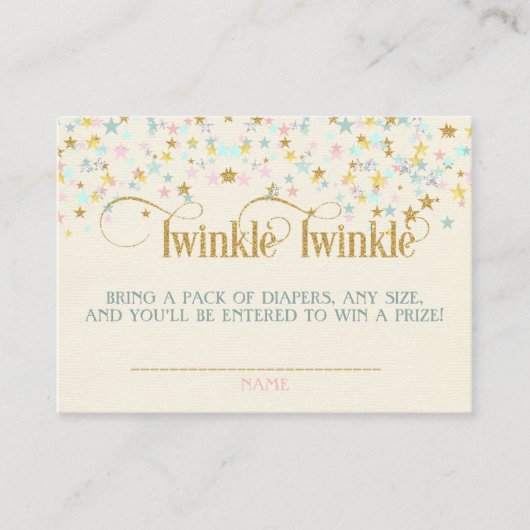 Twinkle Little Star Baby shower Diaper Raffle Informatiekaartje (Voorkant)