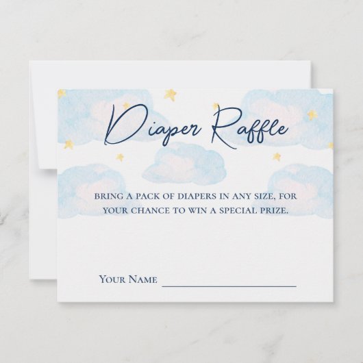 Twinkle Little Star Baby shower Diaper Raffle Kaar Notitiekaartje (Voorkant)