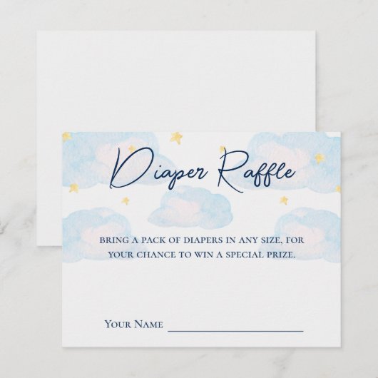 Twinkle Little Star Baby shower Diaper Raffle Kaar Notitiekaartje (Voorkant / Achterkant)