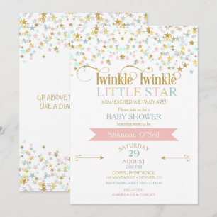 Twinkle Little Star Baby Shower Elke Kleur Kaart