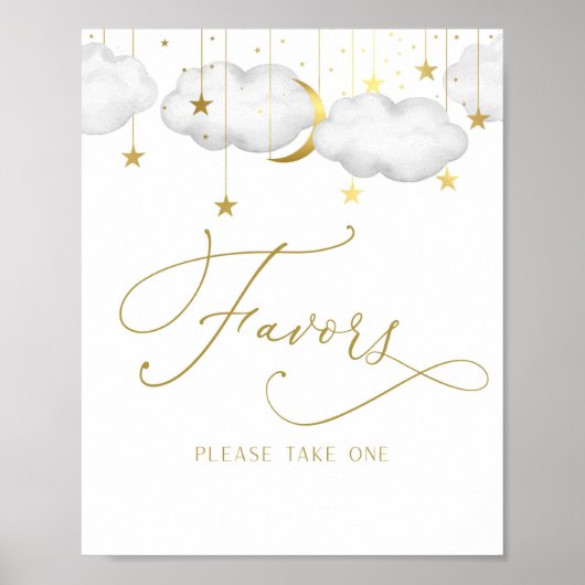 Twinkle Little Star Baby shower Favors Sign Poster (Voorkant)
