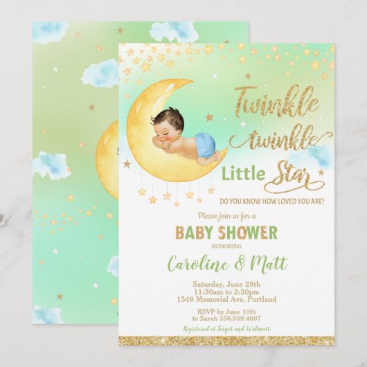 Twinkle Little Star Baby shower Genderneutraal Kaart (Voorkant / Achterkant)
