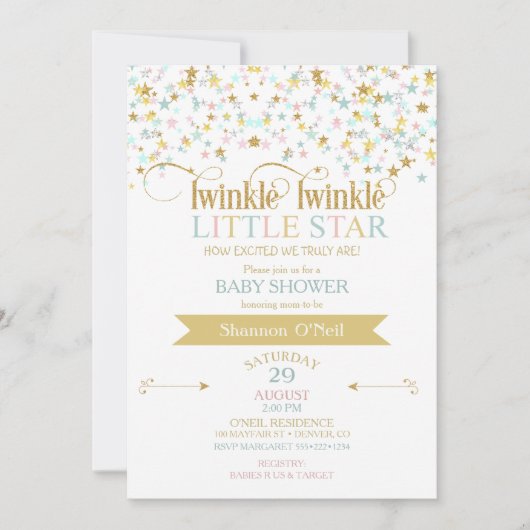 Twinkle Little Star Baby shower Genderneutraal Kaart (Voorkant)