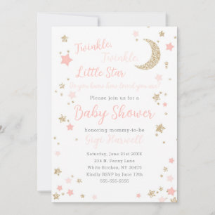 Twinkle Little Star Baby shower Girl Kaart