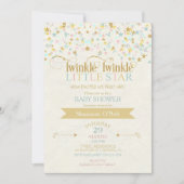 Twinkle Little Star Baby shower Gold Aqua Kaart (Voorkant)