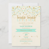 Twinkle Little Star Baby shower Gold & Mint Kaart (Voorkant)