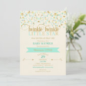 Twinkle Little Star Baby shower Gold & Mint Kaart (Staand voorkant)