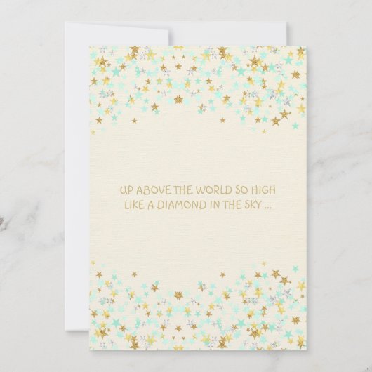 Twinkle Little Star Baby shower Gold & Mint Kaart (Achterkant)