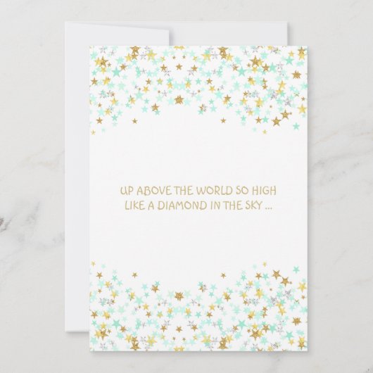 Twinkle Little Star Baby shower Gold & Mint Kaart (Achterkant)