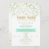 Twinkle Little Star Baby shower Gold & Mint Kaart (Voorkant / Achterkant)