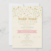 Twinkle Little Star Baby Shower Goud Aqua Roze Kaart (Voorkant)
