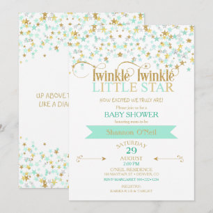 Twinkle Little Star Baby Shower Goud & Mint Kaart