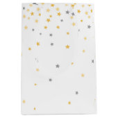 Twinkle Little Star Baby shower Grijs en Geel Medium Cadeauzakje (Voorkant)