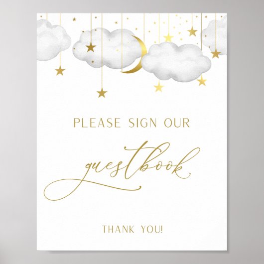 Twinkle Little Star Baby shower Guestbook Poster (Voorkant)
