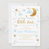 Twinkle Little Star Baby shower Invitation Boy Blu Kaart (Voorkant)