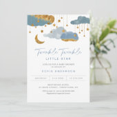 Twinkle Little Star Baby shower Invitation Boy Kaart (Staand voorkant)