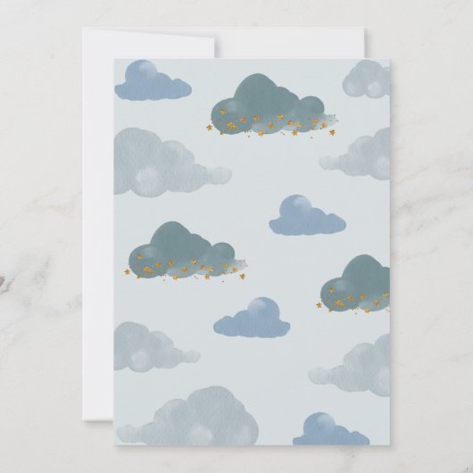 Twinkle Little Star Baby shower Invitation Boy Kaart (Achterkant)