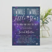Twinkle Little Star Baby shower Invitation, Galaxy Kaart (Staand voorkant)