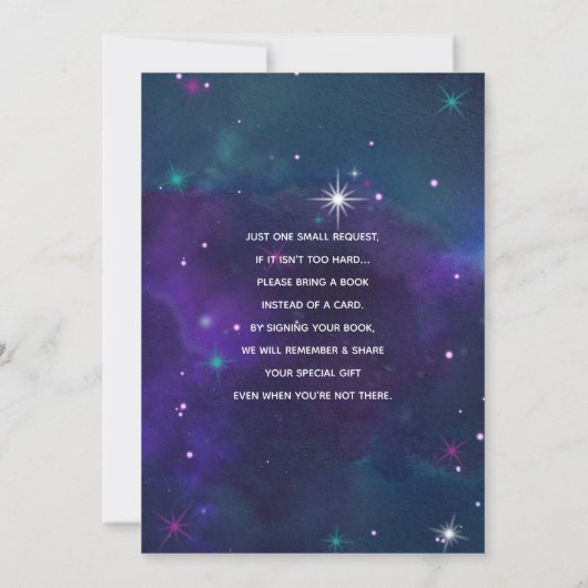 Twinkle Little Star Baby shower Invitation, Galaxy Kaart (Achterkant)