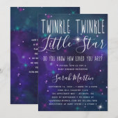 Twinkle Little Star Baby shower Invitation, Galaxy Kaart (Voorkant / Achterkant)