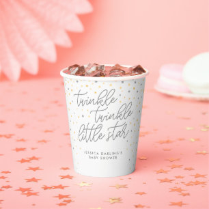 Twinkle Little Star Baby shower Invitation Grey Papieren Bekers