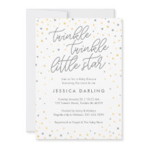 Twinkle Little Star Baby shower Invitation | Grijs
