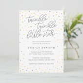 Twinkle Little Star Baby shower Invitation | Grijs Kaart (Staand voorkant)