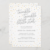 Twinkle Little Star Baby shower Invitation | Grijs Kaart (Voorkant / Achterkant)