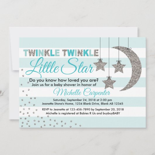 Twinkle Little Star baby shower Invitation Kaart (Voorkant)