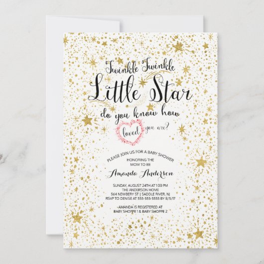 Twinkle Little Star Baby shower Invitation Kaart (Voorkant)
