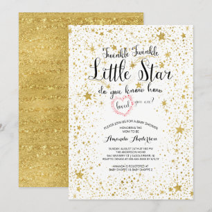 Twinkle Little Star Baby shower Invitation Kaart
