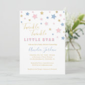 Twinkle Little Star Baby shower Invitation Kaart (Staand voorkant)