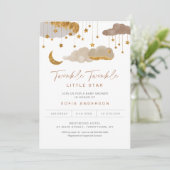 Twinkle Little Star Baby shower Invitation Neutral Kaart (Staand voorkant)