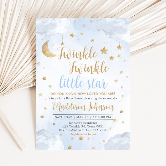 Twinkle Little Star Baby Shower Kaart