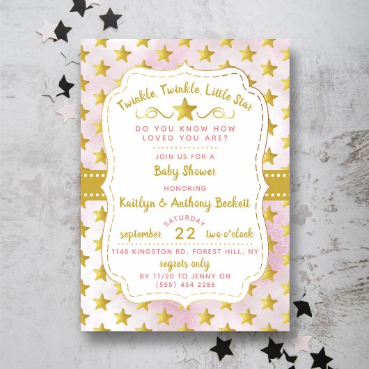 Twinkle Little Star Baby shower Kaart