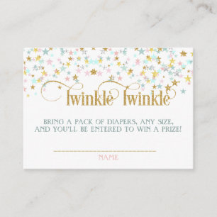 Twinkle Little Star Baby Shower Luier Raffle Informatiekaartje