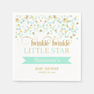 Twinkle Little Star Baby shower Mint Green Gold Servet