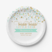 Twinkle Little Star Baby shower Mint Green Papieren Bordje (Voorkant)